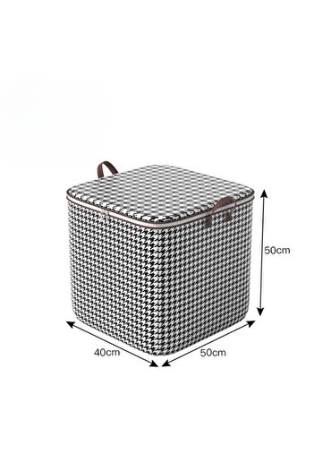 Flippy Foldable Storage Box with Zipper for Clothes, Bedding, 40x50x50 cm, 100 L Black and White Checkered