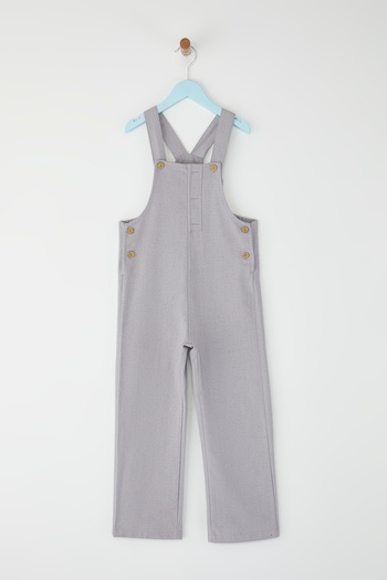 TRENDYOLKIDS Gray Girl's Basic Strap Long Woven Salopet Tkdss25Se00000