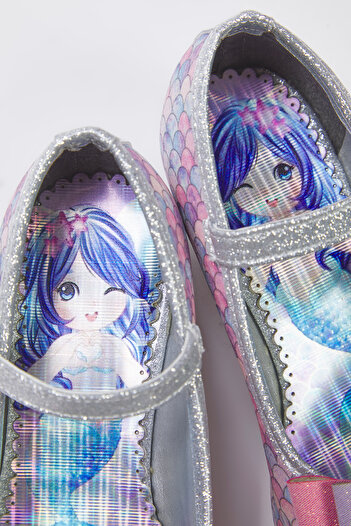 TRENDYOL SHOES Lilac Mermaid Stone Buckle Detailed Silvery Mary Jane Girls' Babet Takss25Be00036 Shoes