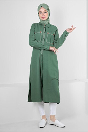 Alvina BUTTONED LINEN TUNIC WITH STITCH DETAIL 43606