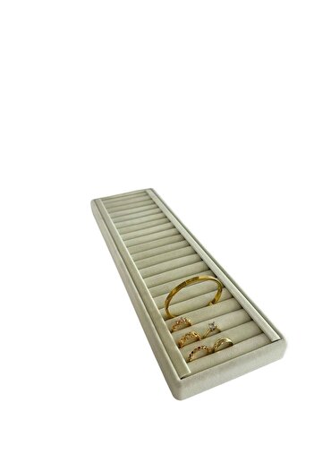 MeGass Dekor Yerli Üretim Süet Kumaş Krem Renk 35/11 Cm Kelepçe-bileklik Sergileme Standı