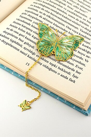 Solfera Green Butterfly Vintage Book Marker with Chain Metal Bookmark
