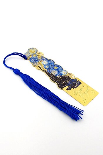 Solfera Gold Color Metal Bookmark Vincent Van Gogh Starry Night with Tassels Ay022