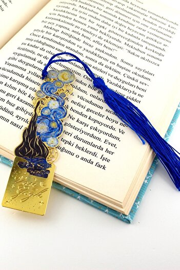 Solfera Gold Color Metal Bookmark Vincent Van Gogh Starry Night with Tassels Ay022