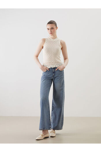 LC Waikiki New Season Crew Neck Openwork Women's Knitwear Undershirt - S5Oh67Z8