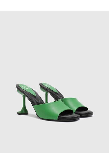 İLVİ Yaneva Genuine Leather Women's Green Heeled Slippers