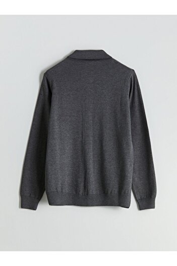 LC Waikiki Southblue Standard Fit Polo Neck Men's Knitwear Cardigan