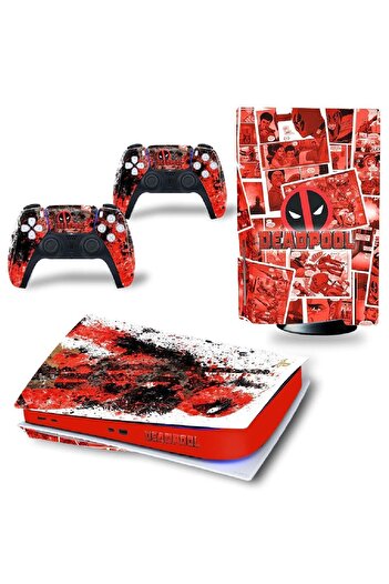 cosy home gift Deadpool Grafiti Playstation 5 Standart Disk Edition Sticker Kaplama Seti
