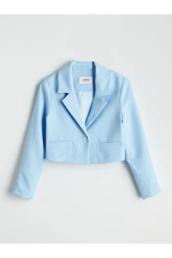 LC Waikiki Blue Girl's Crop Blazer Jacket