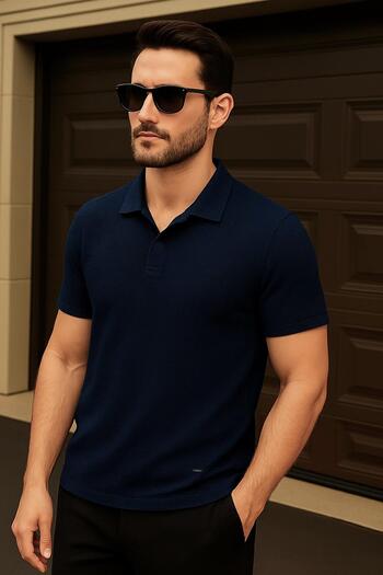 Delpino Polo Neck Regular Fit Men's Cotton T-Shirt