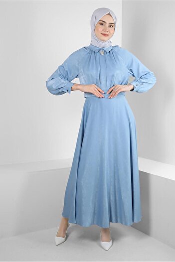 Alvina STONE DETAILED MEN'S COLLAR DRESS 43654