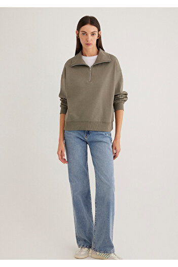 Mavi Green Basic Sweatshirt - Semi Zipper 1S10143-86961