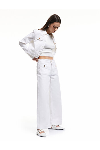 Koton High Waist Comfortable Fit Short Denim Trousers with Pockets - Culotte Jeans