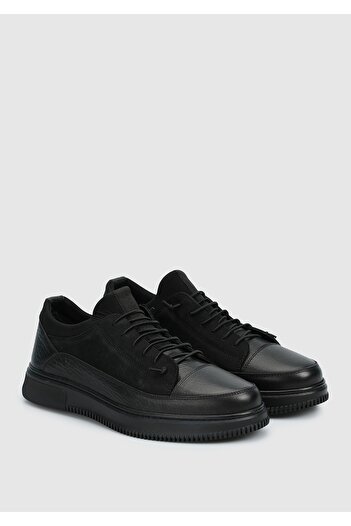 Provoq Black Leather Men's Shoes