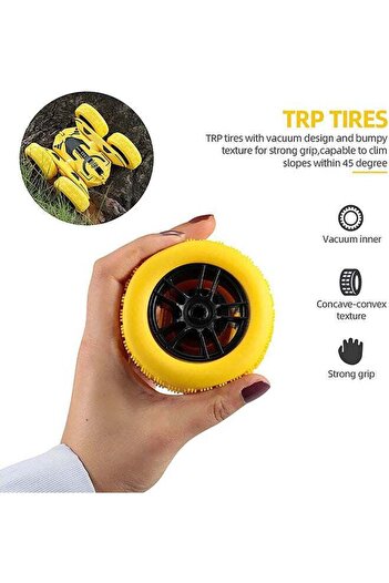 COOYA Children's remote control car toy,2.4G,can be flipped on both sides,for multiple terrains,yellow