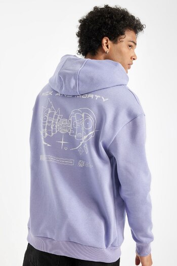 DeFacto Rick And Morty Boxy Fit Kapüşonlu Sırt Baskılı Sweatshirt C6510ax24au