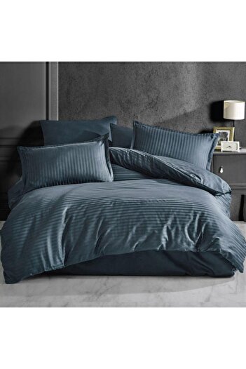 Pucioasa Thick damask bed linen with elastic for 140x200cm mattress - Anthracite