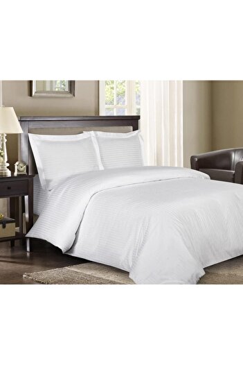 Pucioasa Thick damask bed linen with elastic for 160x200cm mattress - White