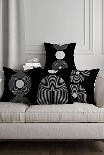 Hayal Dekoratif Set de 4 huse de pernă decorative cu fundal negru