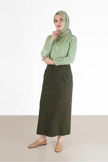 Alvina 60224 Model Pencil Skirt - Zippered and Slit Detail