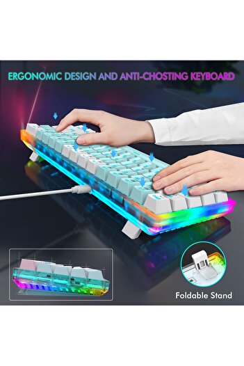 e-yooso Z-11T Mechanical Keyboard,Blue Switches Mechanical Gaming Keyboard with RGB Backlight