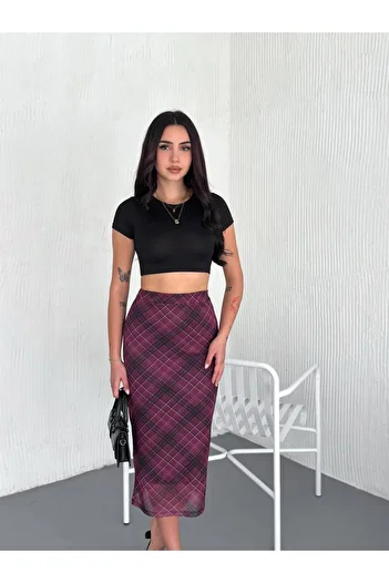 Noa Noa Plaid Patterned Tulle Skirt