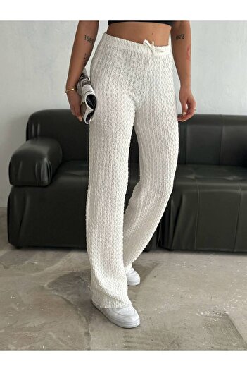 Noa Noa Embossed Patterned Wide Leg Trousers