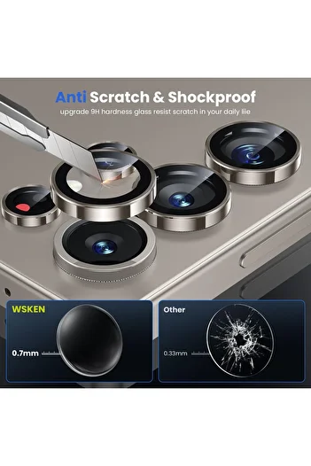 m.tk moveteck Galaxy S25 Ultra Compatible Camera Protection Lens Protector Tempered Glass with Application Apparatus Titanium Color