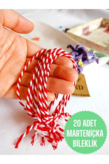 ENEFENDİ 20 Pieces Marteni̇çka Lucky Bracelet, Rope Bracelet, Bring in Good, Lover, Friend, Wife White Red