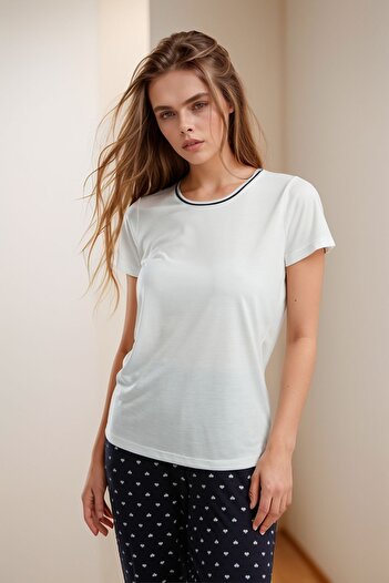Loule Women's Clothing Bottom & Top Double Polka Dot Detailed Pajama Set Ll.Ar01.Ne00.Tt03
