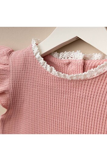 Minimus Newborn Baby Girl Summer Lora Hat Waffle Liona Jumpsuit Set Short Sleeve Baby Set