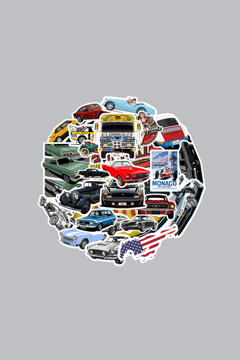 dadi ramba Classic Car Sticker Pack - Bullet Journal - Agenda - Planner - Notebook - Laptop Sticker Decal