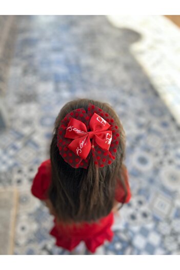 Melo 23 April Red Atatürk Patterned Tulle Detailed Clip Buckle