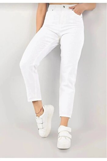 Trn JNS Mona White Mom Jean Γυναικείο Boyfriend Ψηλόμεσο Τζιν Παντελόνι Lycra