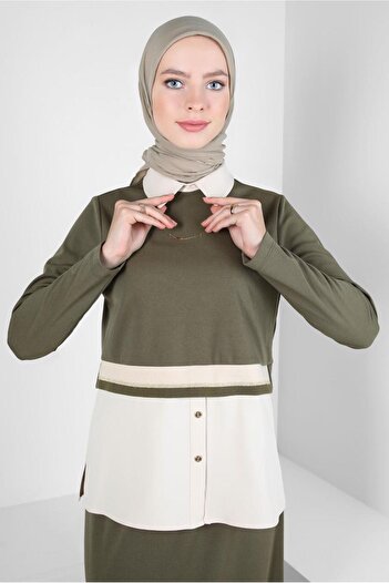 Alvina SHIRT GARNISHED SKIRT SUIT 44301