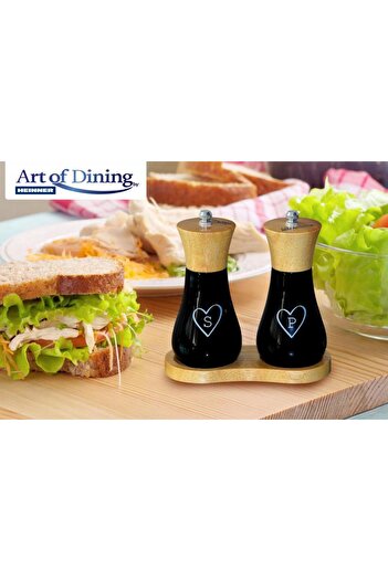 Art of Dinning by Heinner 2 PIECES SALT & PEPPER GRINDER SET, 15 CM + HOLDER