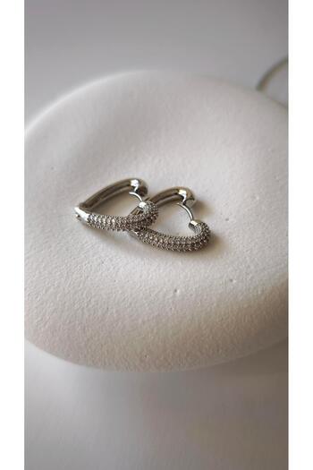 VOBEEYKU Heart earrings with zircon stone