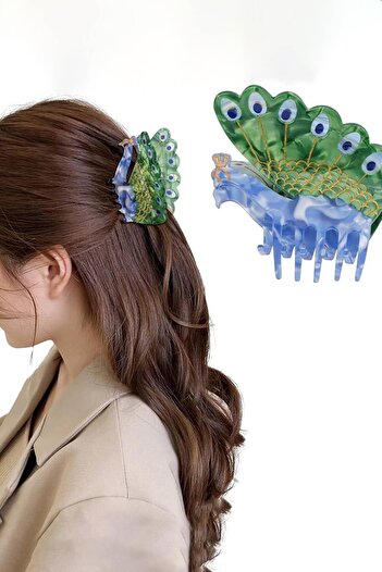 TAKIŞTIR Mixed Color Peacock Figured Bone Latch Buckle