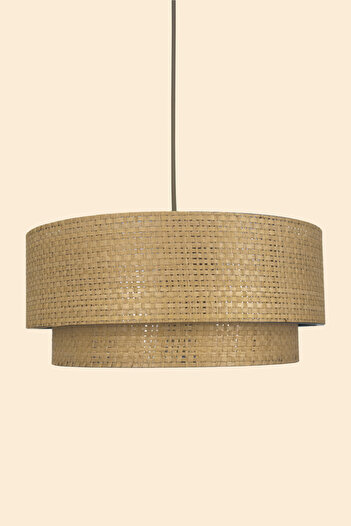 Vivido Home Modern Doğal Hazeran Rattan 2 katlı hasır avize
