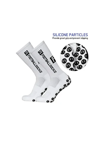 ÖZKAHRA TEKSTİL Unisex White Anti Slip Socks Non-Slip Football Socks