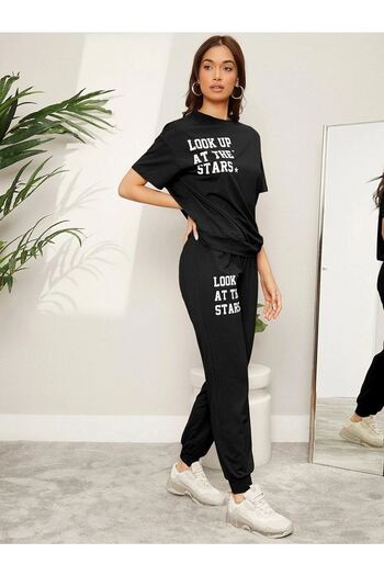 CLAYES Μπλουζάκι The Stars Ribana 2L, Six Jogger Μαύρο, Κάτω Μπλουζάκι Φούτερ Κοστούμι Oversize Cycling Yak