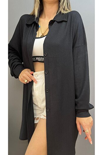 CLAYES Kadın Oversize Uzun Gömlek-Pareo - Bürümcük Kumaş Oversize Rahat Kesim