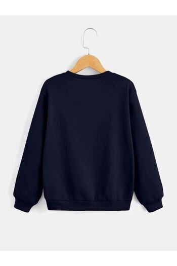 CLAYES Los Angeles El Yazılı Eşofman Takımı Sweatshirt Jogger - Lacivert Baskılı Oversize Bisiklet Yaka