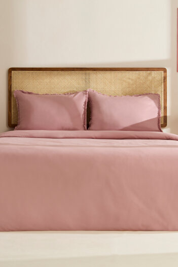 Karaca Home Ella Krep 100% Cotton Double Duvet Cover Set Dusty Rose