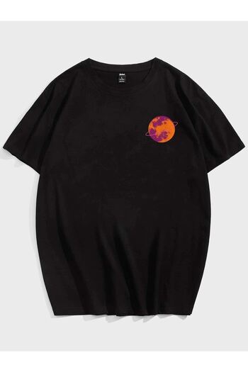 VBSVİBES Men's Black Oversize Mars Printed T-shirt