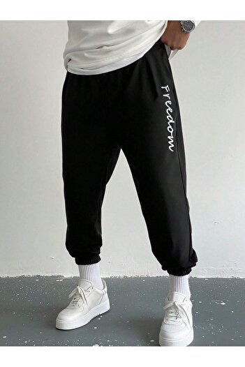 CLAYES Sweatpants Jogger - Μαύρο εμπριμέ λαστιχένιο πόδι ψηλή μέση