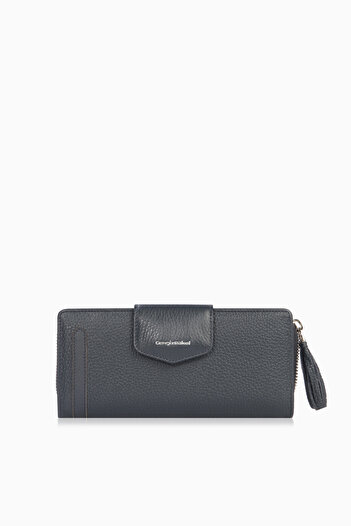 CENGİZ PAKEL Genuine Leather Navy Blue Women's Wallet CP65133