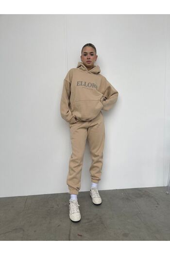 CLAYES Σετ φόρμας Ellore Australia Oversize - Φούτερ με στάμπα σε μπεζ χρώμα και Jogger