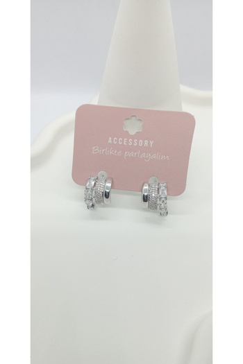 ndjewelry Silver color triple appearance earrings