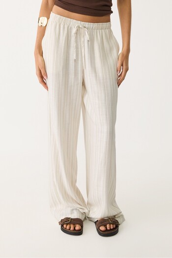 Stradivarius Flowing striped linen blend trousers